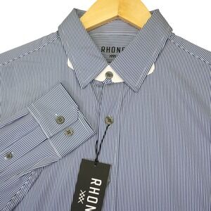 NEW Rhone Commuter Shirt Mens Small S Blazer Blue Stripe Slim Fit Stretch